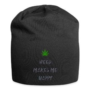 l’herbe me rend heureux cannabis marijuana - Bonnet en jersey - noir - Devant