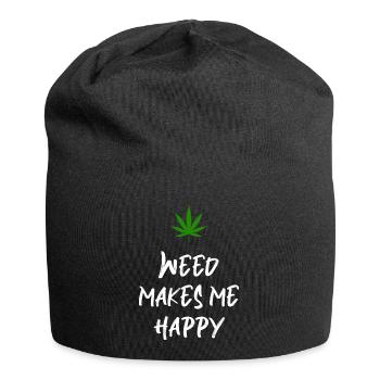 weed macht mich glücklich Cannabis Marihuana - Jersey-Beanie - Schwarz - Vorne