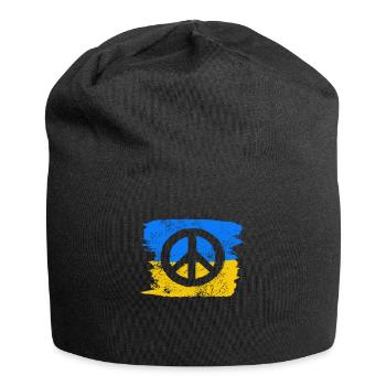 Signe de paix devant le drapeau ukrainien - Bonnet en jersey - noir - Devant