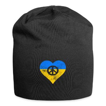 Ukraine War - Peace Sign in Heart - Jersey Beanie - black - Front
