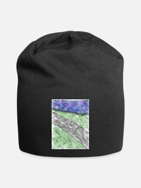 Straße am Meer - Jersey-Beanie - Schwarz