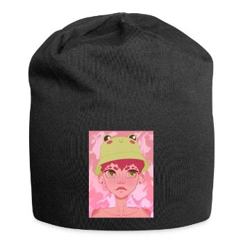 Chapeau de grenouille - Bonnet en jersey - noir - Devant