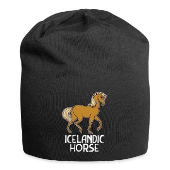 Haflinger Pferde Pferdenarr Statement Islandpferde - Jersey-Beanie - Schwarz - Vorne