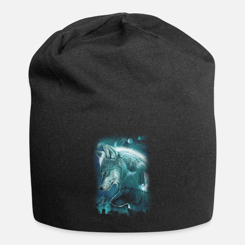 WOLVES PLANET SPACE SPIRITUALITY - Jersey Beanie - black