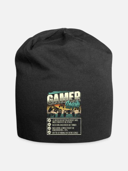 Gamer Logik Gaming Zocken Zocker - Jersey-Beanie - Schwarz