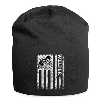 Amerikanische Flagge Schweißschweißmaschinenbau - Jersey-Beanie - Schwarz - Vorne
