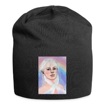 Femme avec arc-en-ciel - Bonnet en jersey - noir - Devant