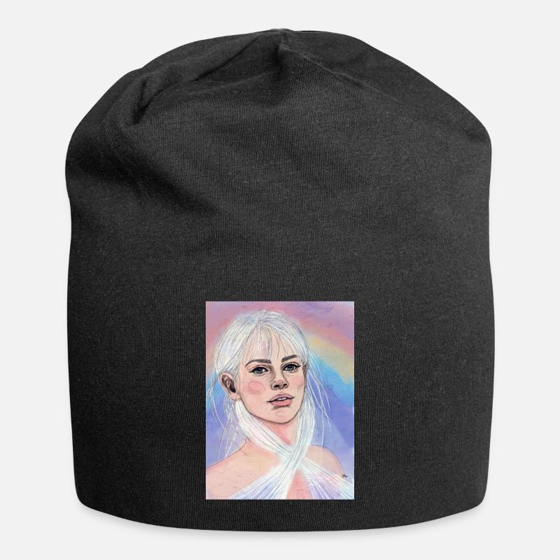 Femme avec arc-en-ciel - Bonnet en jersey - noir