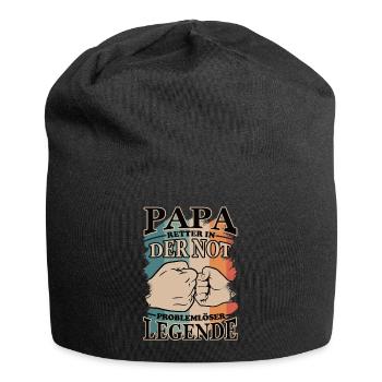 Papa | Retter in der Not | Problemlöser | Legende - Jersey-Beanie - Schwarz - Vorne