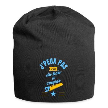 J peux pas j ai du bois à couper bleu jaune - Bonnet en jersey - noir - Devant