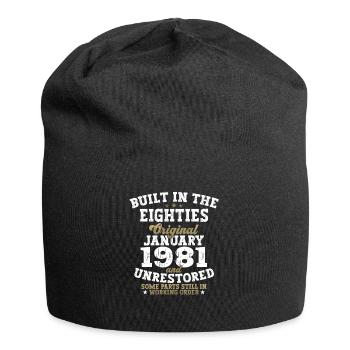 Born 1981 January 42nd birthday Gift man - Jersey Beanie - black - Front