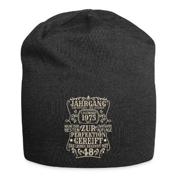 Geburtstagsgeschenk Geboren 1975 48 Jahre - Jersey-Beanie - Anthrazit - Vorne