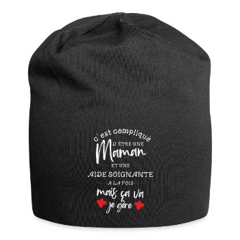 C est compliqué d être Maman et Aide Soignante - Bonnet en jersey - noir - Devant