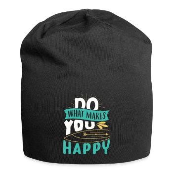 Mach was dich glücklich macht - Jersey-Beanie - Schwarz - Vorne