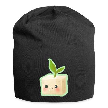 Cute Tofu Illustration - Jersey-Beanie - Schwarz - Vorne