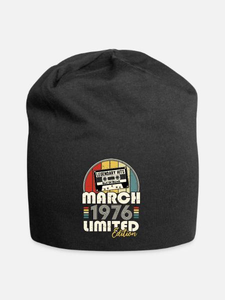 März 1976 Vintage Jubiläums Retro Geschenk - Jersey-Beanie - Schwarz