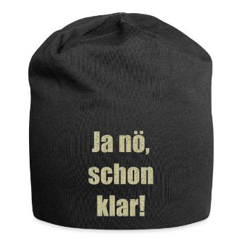ja nö schon klar - Jersey-Beanie - Schwarz - Vorne