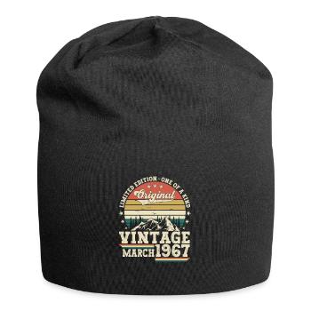 March born 1967 56th birthday gift man - Jersey Beanie - black - Front