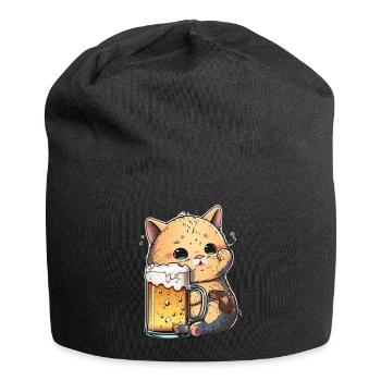 Chat amateur de bière - Bonnet en jersey - noir - Devant