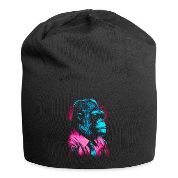 80s Neon Business Gorilla Artwork - Jersey Beanie - black - Front