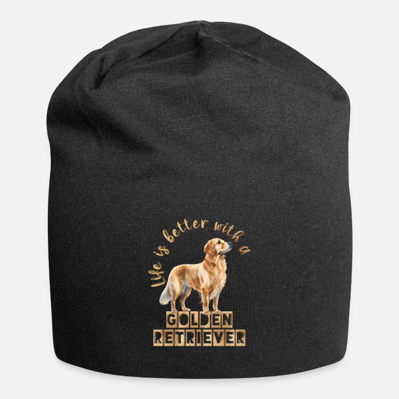 Golden Retriever - Jersey-Beanie - Schwarz