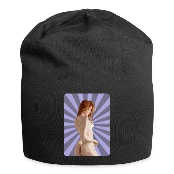 Sexy T-Shirt Redhead Girl Woman Pinup Comic Pop - Bonnet en jersey - noir - Devant