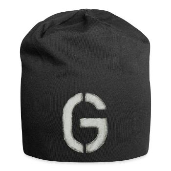 G - Buchstabe (Schablone/ Stencil) - Jersey-Beanie - Schwarz - Vorne