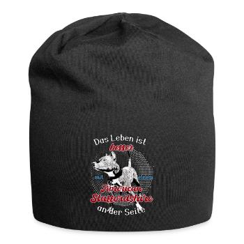 Leben ist besser mit American Staffefordshire - Jersey-Beanie - Schwarz - Vorne