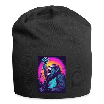 Singender Gorilla - Jersey-Beanie - Schwarz - Vorne