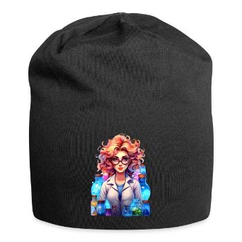 Portrait of a young woman in cartoon style - Jersey Beanie - black - Front