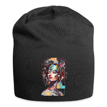 Portrait d’une femme IA androïde/cyborg - Bonnet en jersey - noir - Devant