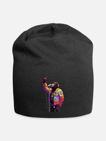 Singe chanteur avec microphone - Bonnet en jersey - noir