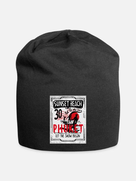 beach t shirt design - Jersey Beanie - black