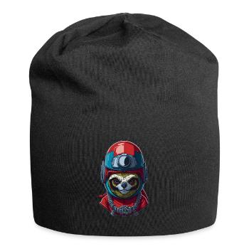 Mignon paresseux avec casque motard casque moto casque - Bonnet en jersey - noir - Devant
