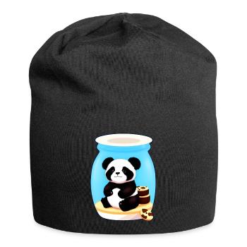 Mignon petit panda avec des biscuits - Bonnet en jersey - noir - Devant