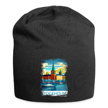 Stockholm, Schweden, Schweden, Skandinavien, Skandinavien - Jersey-Beanie - Schwarz - Vorne