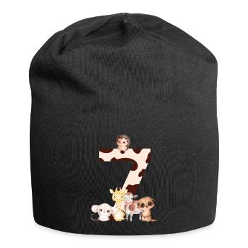 7-jähriges Jubiläum - siebenjähriges Jubiläum Tiere - Jersey-Beanie - Schwarz - Vorne