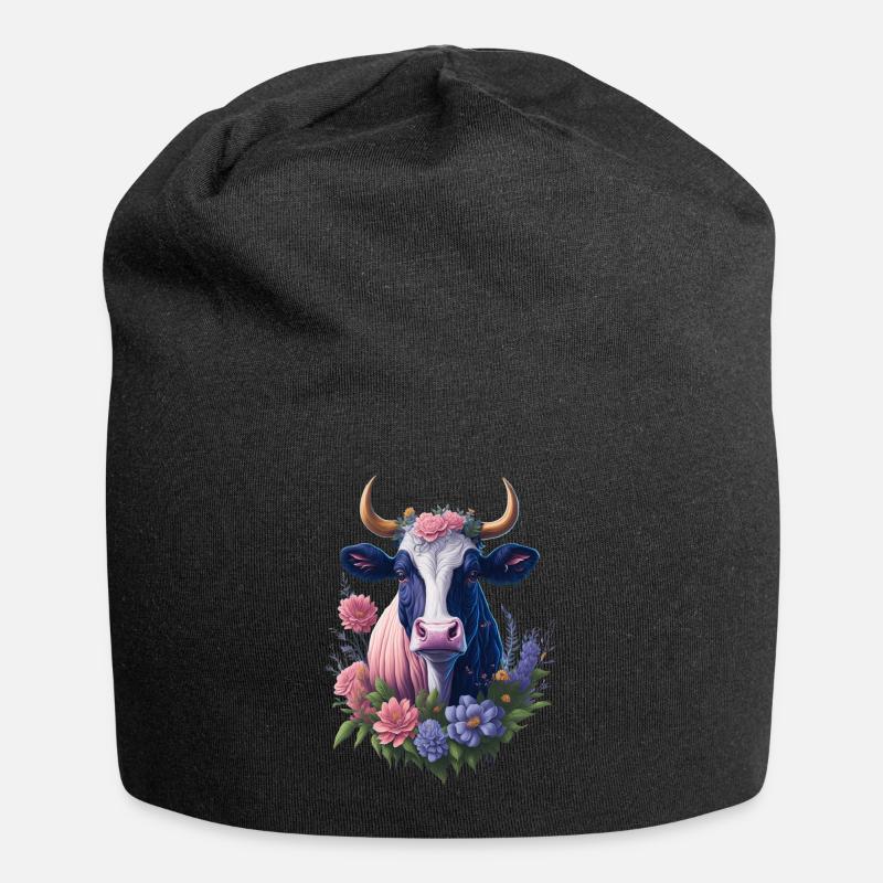 Kuh - Jersey-Beanie - Schwarz