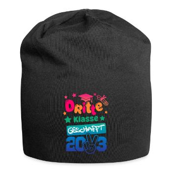 3. Klasse geschafft 2023 - Zeugnis - Jersey-Beanie - Schwarz - Vorne