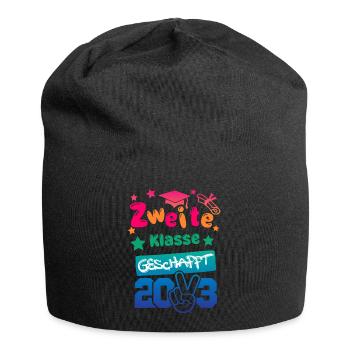 2. Klasse geschafft 2023 - Jersey-Beanie - Schwarz - Vorne