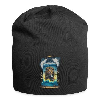 Löwe In Flasche - Jersey-Beanie - Schwarz - Vorne