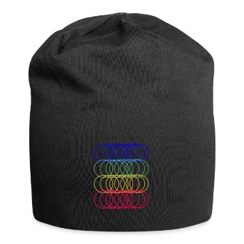 Bunte Kreise Lifestyle Geschenkidee - Jersey-Beanie - Schwarz - Vorne