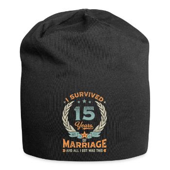 I Survived 15 Years Of Marriage - Jersey-Beanie - Schwarz - Vorne