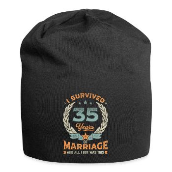 I Survived 35 Years Of Marriage - Jersey-Beanie - Schwarz - Vorne