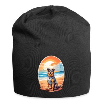 Dog on the beach - Jersey Beanie - black - Front
