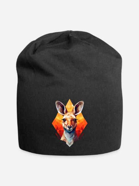 Känguru Sonnenuntergang Geometrie - Jersey-Beanie - Schwarz