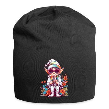 Elfe avec flûte - Bonnet en jersey - noir - Devant