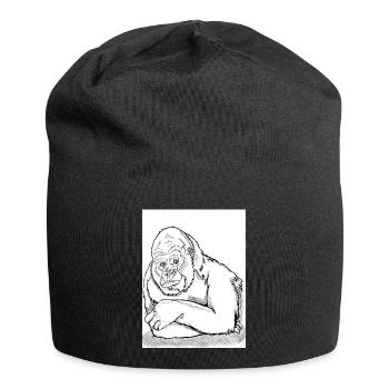 Nachdenklicher Gorilla - Jersey-Beanie - Schwarz - Vorne