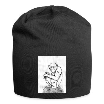 Nachdenklicher Schimpanse - Jersey-Beanie - Schwarz - Vorne