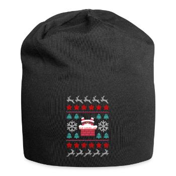 Santa's Upside Down in the Chimney - Jersey Beanie - black - Front